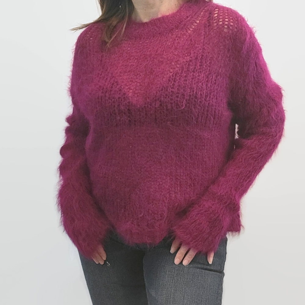 Free People Fuscia Light & Lofty Sweater